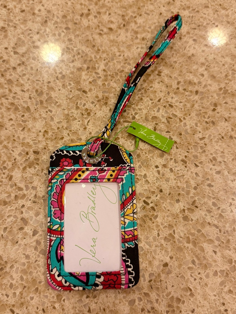 Vera Bradley Black Multicolor Paisley Luggage Tag